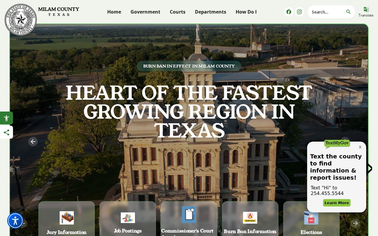 Milam County traffic court Justice Courts page