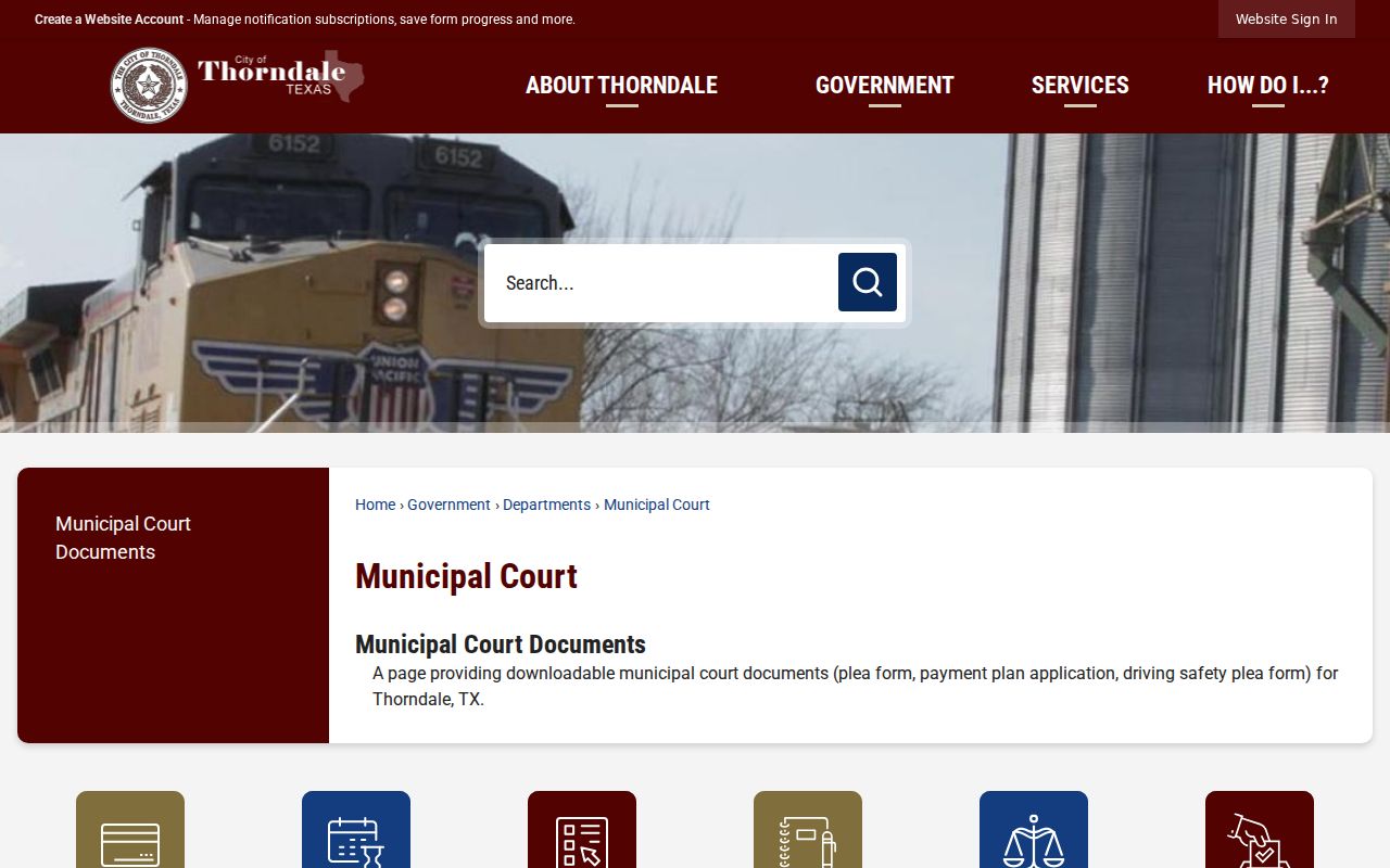 Thorndale court records Municipal Court access page